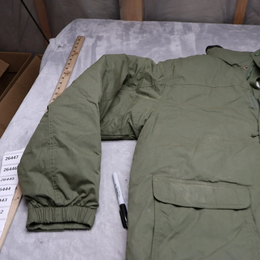 LL Bean Down Jacket Men Large Tall‎ Green Insulated Full zip Heavy Chore Coat